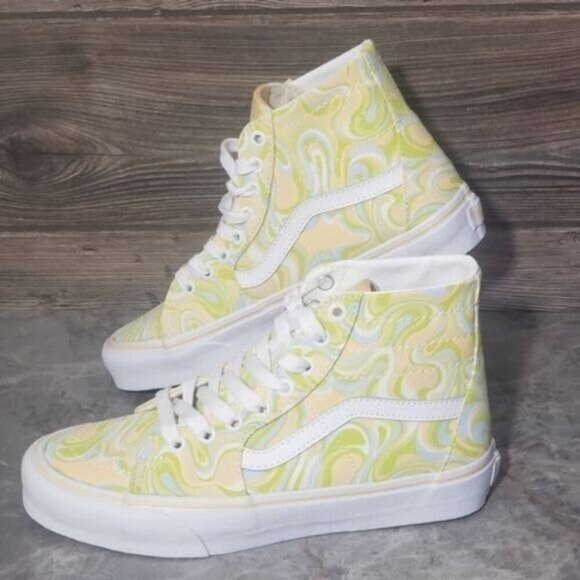 New Vans Sk8 Hi Tapered Lime Green White High Tops Skate Sneakers Casual Rave - Picture 1 of 10